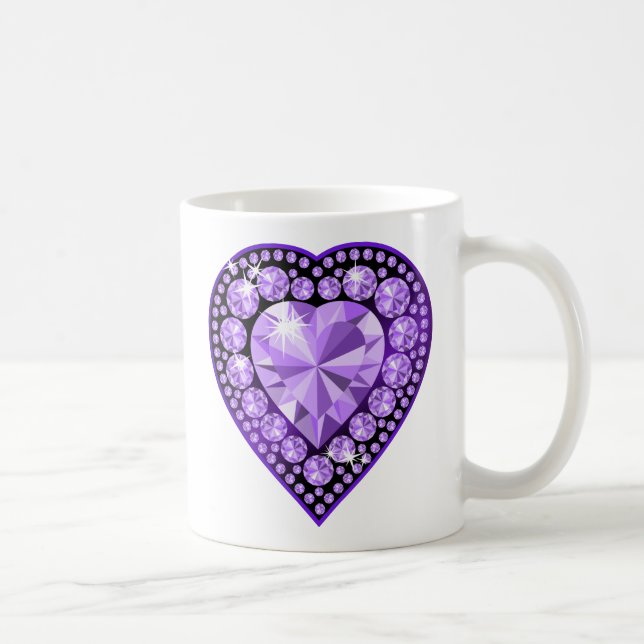Amethyst Gem heart Coffee Mug (Right)