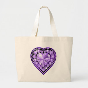 Amethyst Gem heart Large Tote Bag