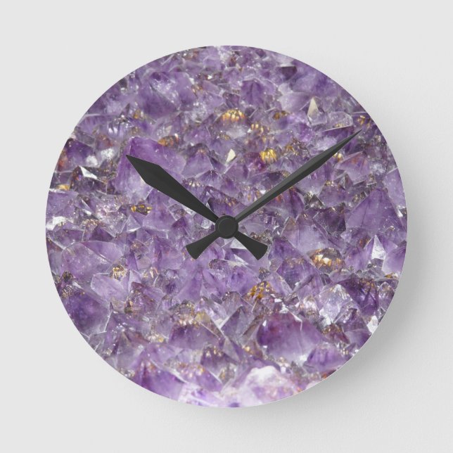 Amethyst gem violet crystal stone clock (Front)