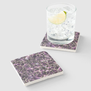 Amethyst Gemstone Crystal Print Stone Coaster