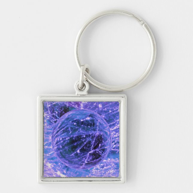 Amethyst Gemstone February Birthstone Key Ring (Front)