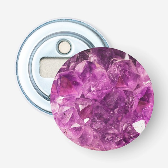 Amethyst Gemstone Image Shiny and Sparkly Bottle Opener (Front)