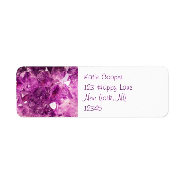 Amethyst Gemstone Image Shiny and Sparkly Return Address Label (Front)