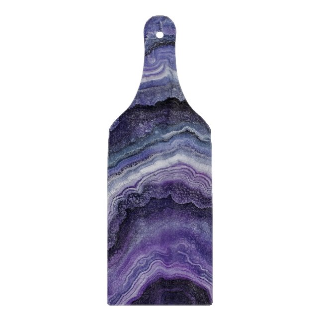 Amethyst Geode Fluid Pour Cutting Board (Front)