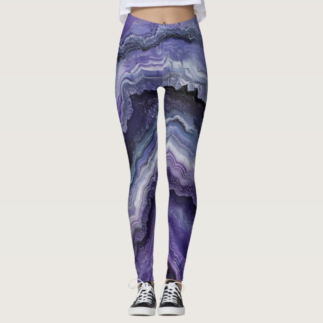 Amethyst Geode Fluid Pour Leggings (Front)