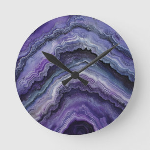 Amethyst Geode Fluid Pour Round Clock