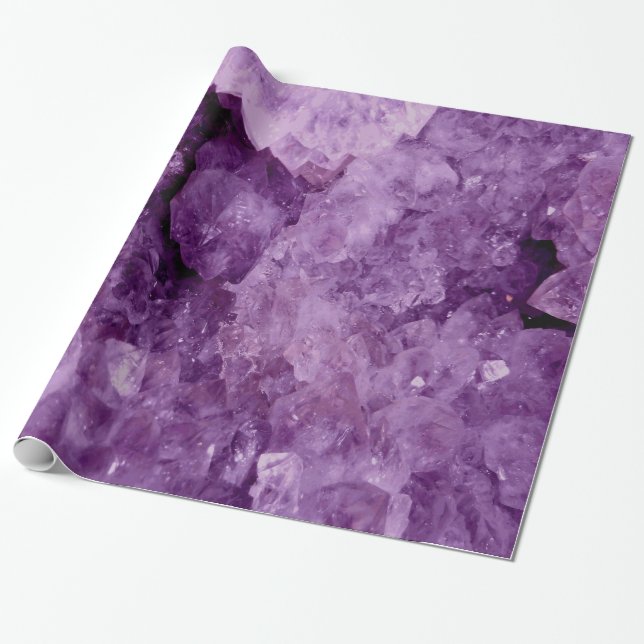 Amethyst Geode Gemstone Wrapping Paper (Unrolled)