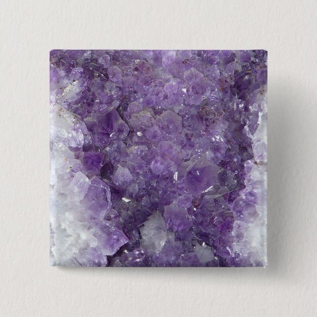 Amethyst Geode - Violet Crystal Gemstone 15 Cm Square Badge (Front)