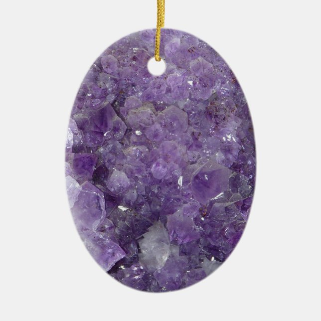 Amethyst Geode - Violet Crystal Gemstone Ceramic Ornament (Front)