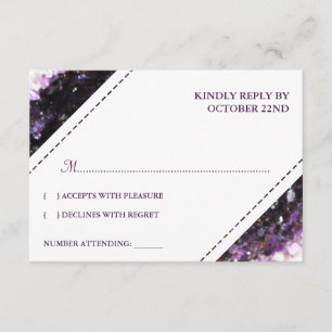 Amethyst Geode Violet Wedding RSVP Card