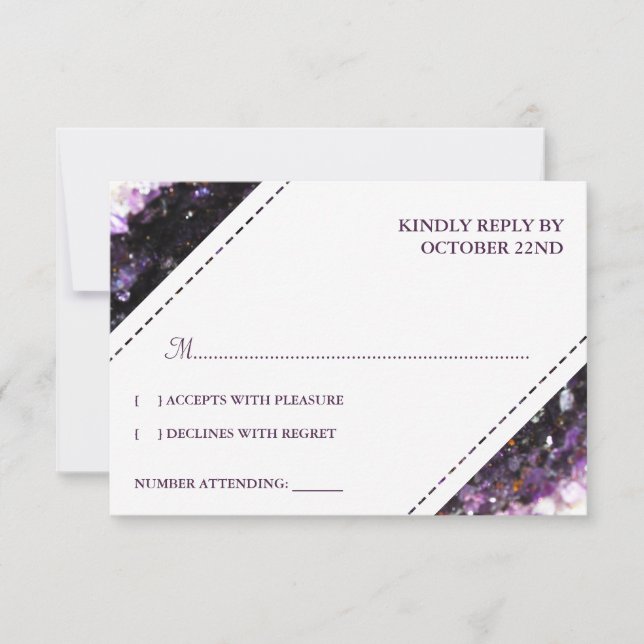 Amethyst Geode | Violet Wedding RSVP Card (Front)