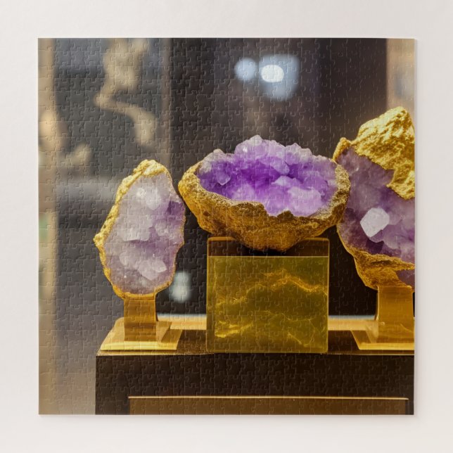 Amethyst Geodes Museum Display Digital Art Jigsaw Puzzle (Vertical)
