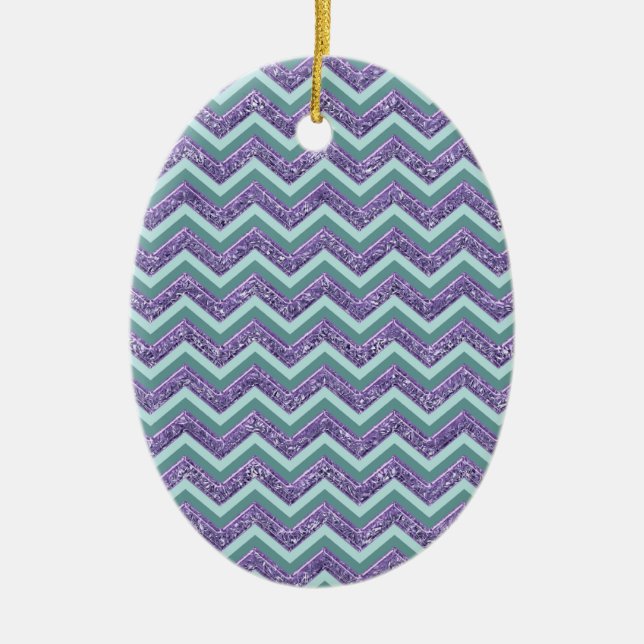 Amethyst Glass Zigzag Pattern Ceramic Tree Decoration (Front)
