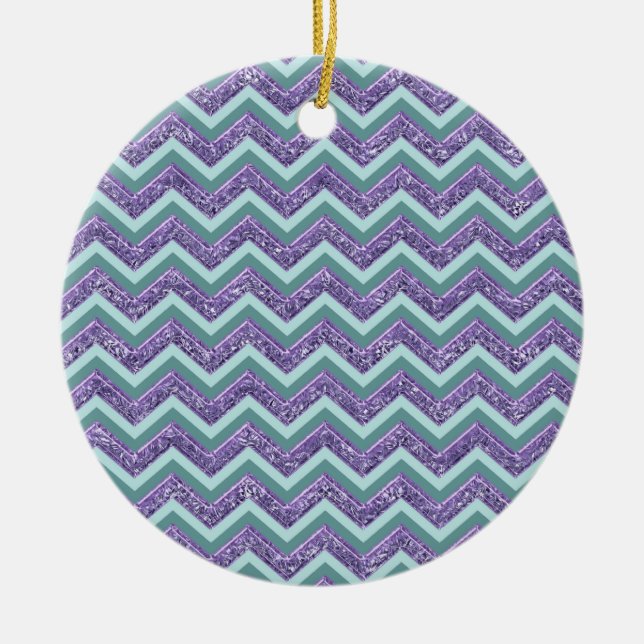 Amethyst Glass Zigzag Pattern Ceramic Tree Decoration (Front)