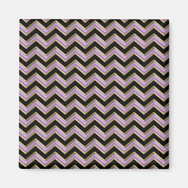 Amethyst Gold Black Zigzag Pattern Magnet (Front)