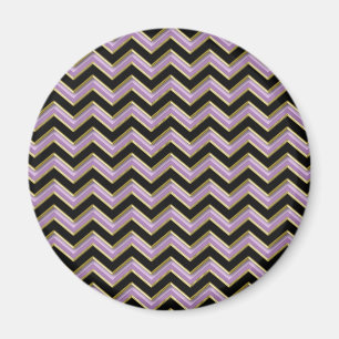Amethyst Gold Black Zigzag Pattern Magnet