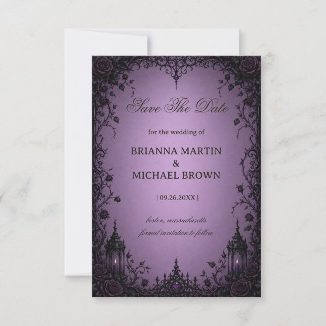 Amethyst Gothic Rose Save The Date (Front)