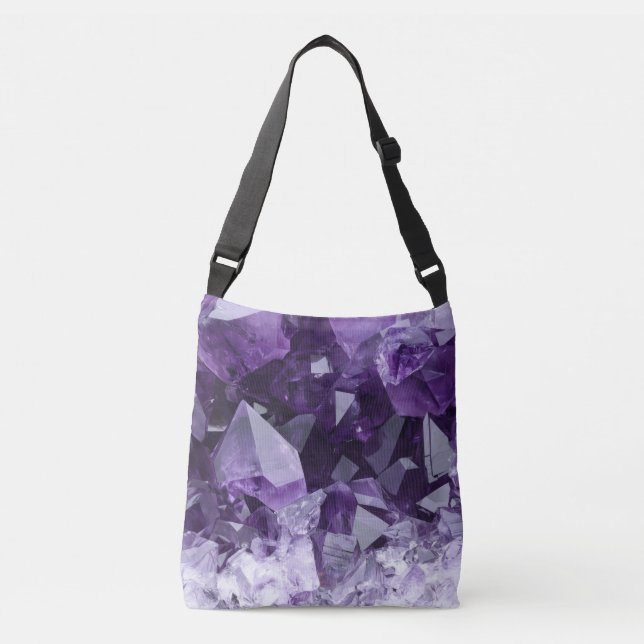Amethyst Healing Crystal Cluster Crossbody Bag (Front)