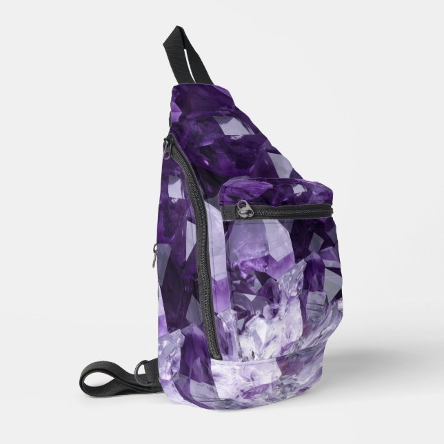 Amethyst Healing Crystal Cluster Sling Bag (Left Corner)
