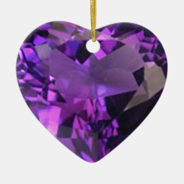 Amethyst Heart Ceramic Tree Decoration (Front)