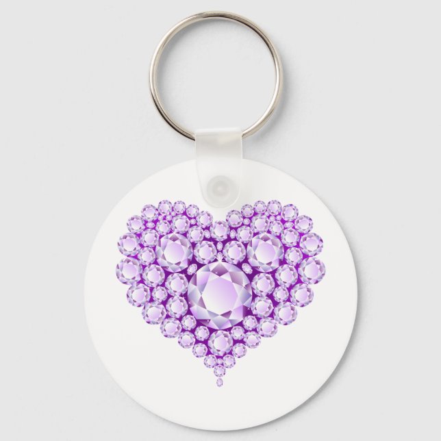 Amethyst Heart Gems Key Ring (Front)