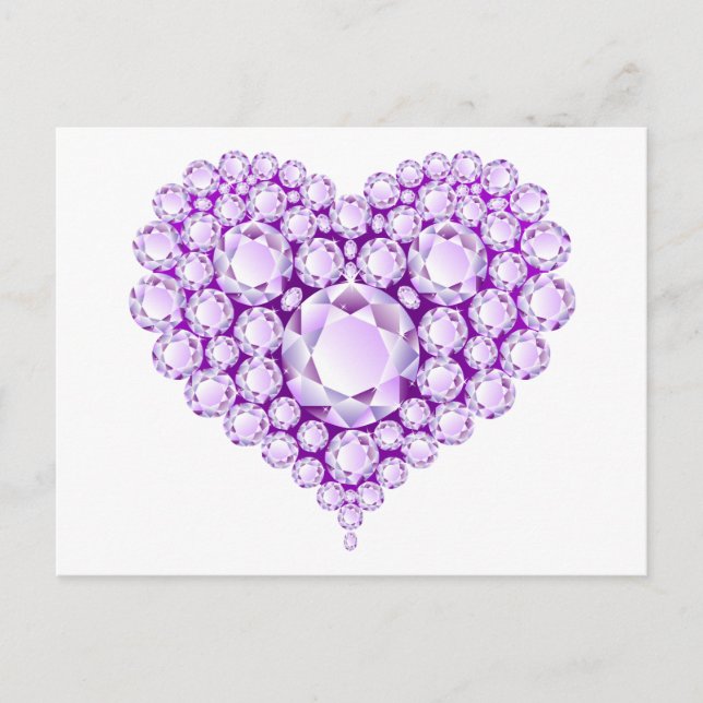 Amethyst Heart Gems Postcard (Front)