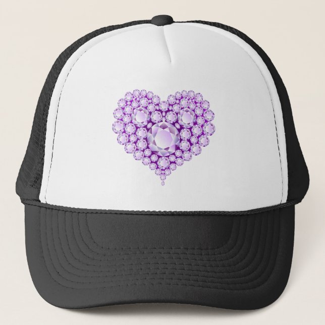 Amethyst Heart Gems Trucker Hat (Front)