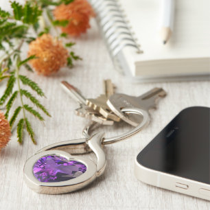 Amethyst Heart Key Ring
