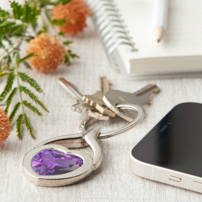 Amethyst Heart Key Ring (Side)