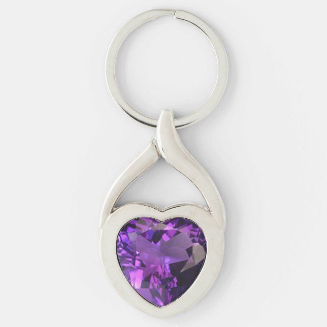 Amethyst Heart Key Ring (Front)