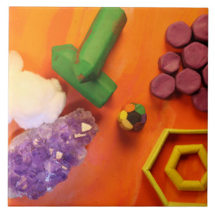 Amethyst Hexagons Crystals with Clay Companions  Ceramic Tile