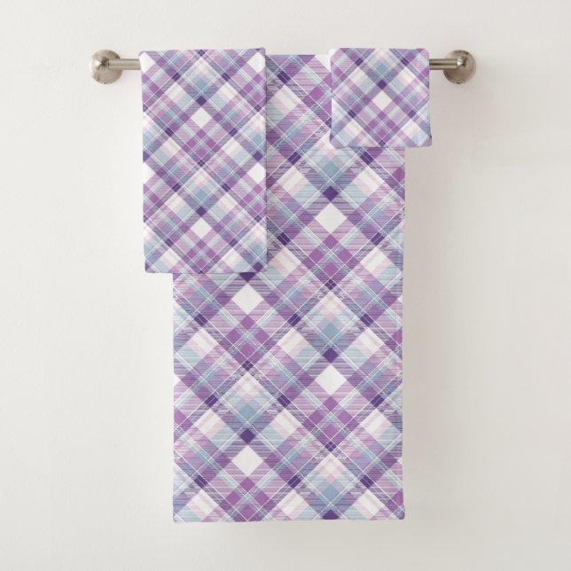 Amethyst Hues Plaid  Bath Towel Set (Insitu)