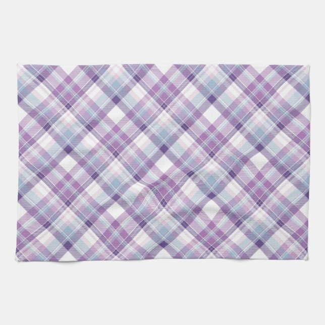 Amethyst Hues Plaid  Tea Towel (Horizontal)