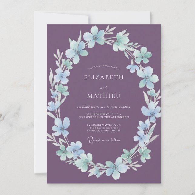 Amethyst Ice Blossom Wedding Invitation (Front)