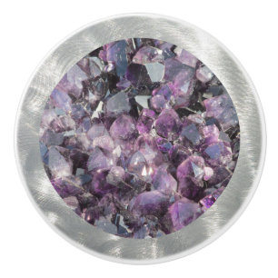 Amethyst in Brushed Metal Frame Ceramic Knob