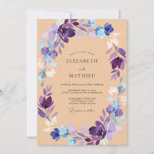 Amethyst Indigo Wildflower Wedding Invitation