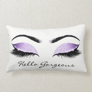 Amethyst LavandaWhite Makeup Lashes Hello Gorgeous Lumbar Cushion