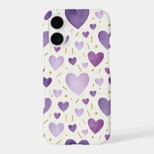 Amethyst & Lavender Watercolor Heart Pattern
