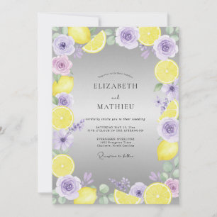 Amethyst Lemon Fruit Eucalyptus Wedding Invitation