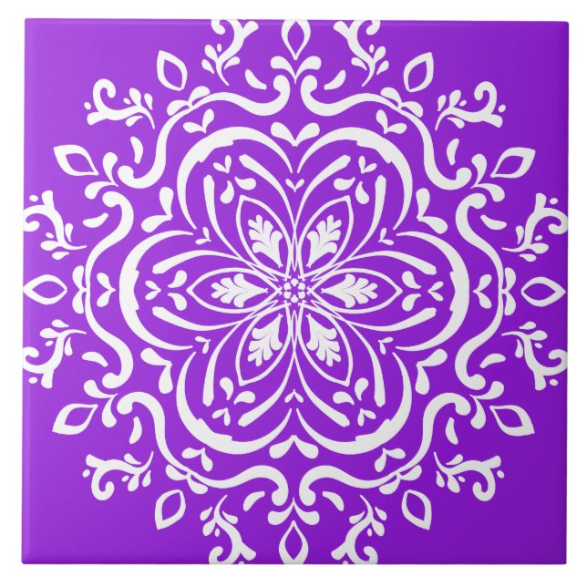 Amethyst Mandala Ceramic Tile (Front)
