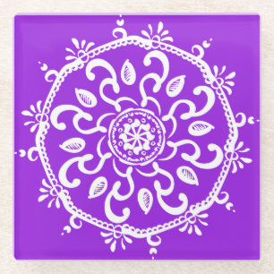 Amethyst Mandala Glass Coaster