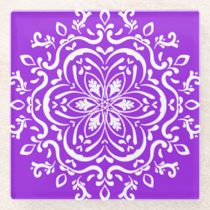 Amethyst Mandala Glass Coaster