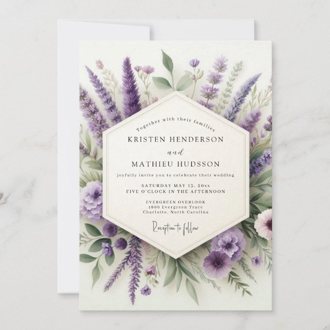 Amethyst Meadowland Wedding Invitation (Front)