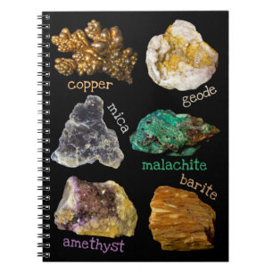Amethyst Mica Copper Barite Malachite Geode Rocks Notebook