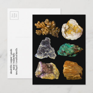 Amethyst Mica Copper Barite Malachite Geode Rocks  Postcard