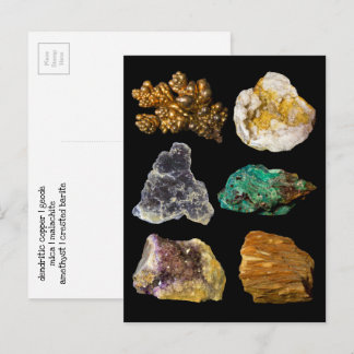 Amethyst Mica Copper Barite Malachite Geode Rocks Postcard