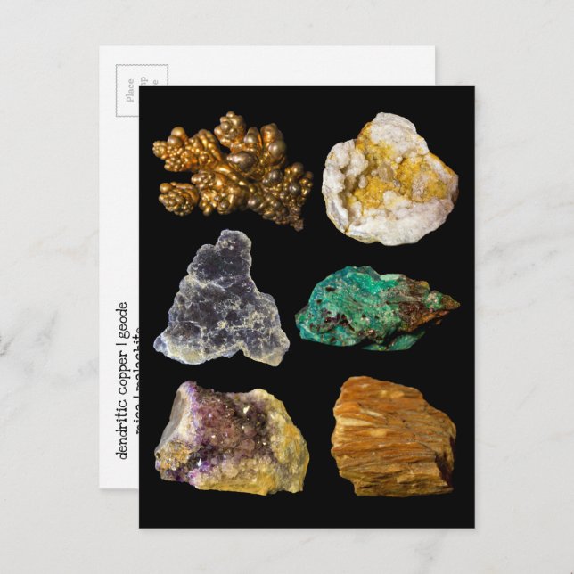 Amethyst Mica Copper Barite Malachite Geode Rocks  Postcard (Front/Back)
