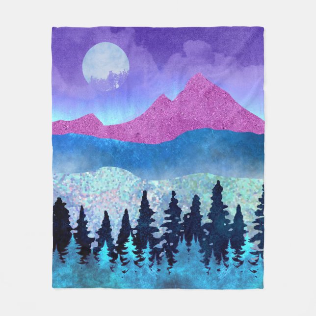 Amethyst Mist Mountains Fleece Blanket (Front)