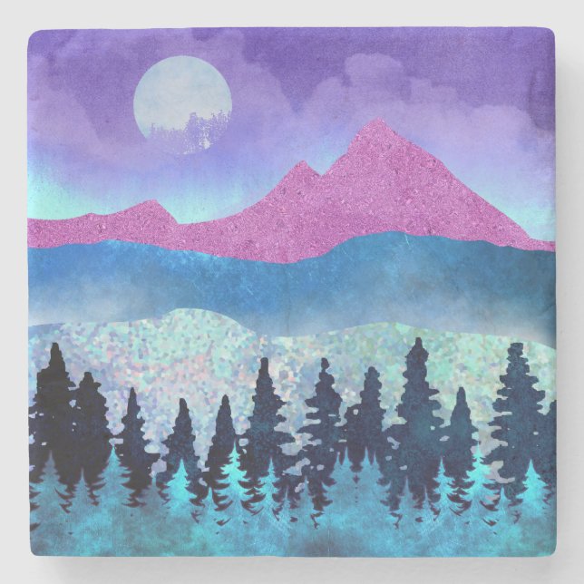 Amethyst Mist Mountains Stone Coaster (Front)