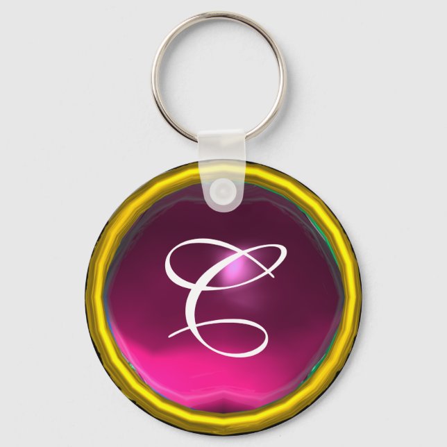 AMETHYST  MONOGRAM ,pink  yellow Key Ring (Front)